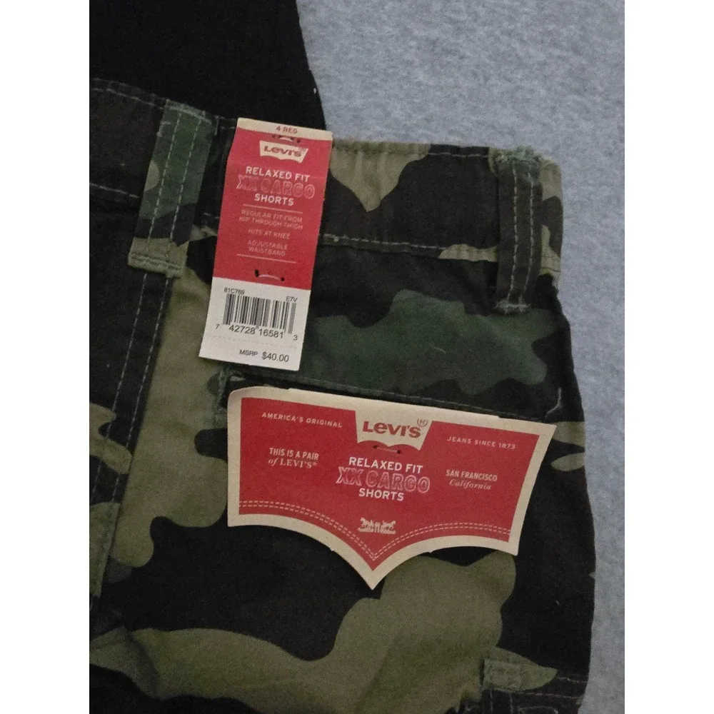 Levis Boys Motocross Graphic Tee and Camo Cargo Shorts 2pc Set NWT Size 4 6